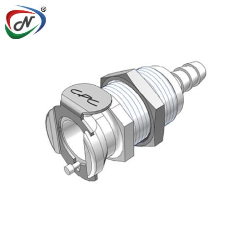 CPC Quick Connect & Disconnect Solutions 21100 1/4 Hose Barb Valved Panel Mount Acetal Coupling Body  (PLCD16004 NSF)  NSSP004276
