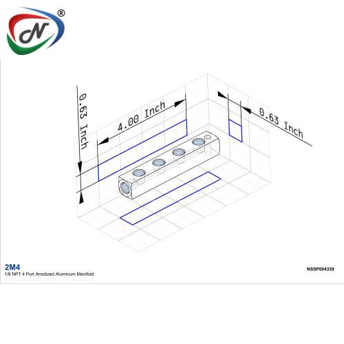 CPC Quick Connect & Disconnect Solutions 4 Port Anodized Aluminum Manifold 2M4 1/8 NSSP004339