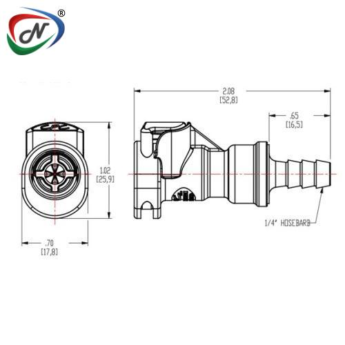 CPC Quick Connect & Disconnect Solutions 42100 -1/4 Valved In-Line Acetal (POM) Coupling Body NSSP004083