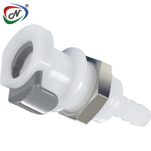 CPC Quick Connect & Disconnect Solutions 9207900 1/4 Hose Barb Non-Valved Panel Mount Acetal (POM) Coupling Body  (APC16004 NSF) NSSP004515