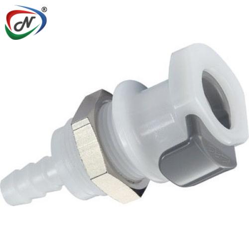 CPC Quick Connect & Disconnect Solutions 9208200 1/4 Hose Barb Valved Panel Mount Acetal (POM) Coupling Body  (APCD16004 NSF) NSSP004516