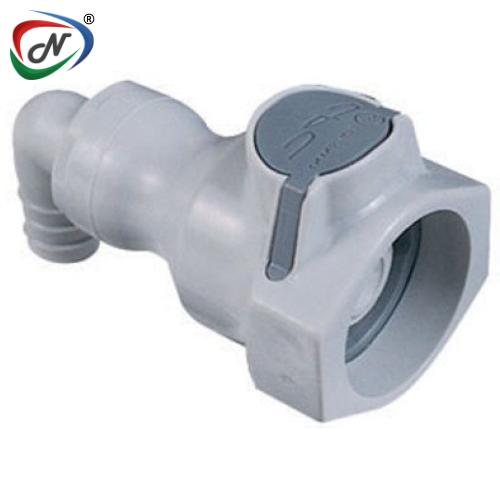 CPC Quick Connect & Disconnect Solutions 95400 1/2 Hose Barb Valved Elbow Polypro Molded Grey Coupling Body Silicone O-Ring (UDC) NSSP004526