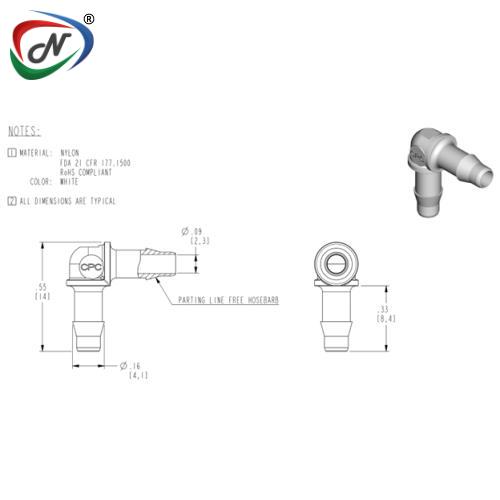 CPC Quick Connect & Disconnect Solutions AHE430 Elbow A-Barb Fitting, 1/8 NSSP004550