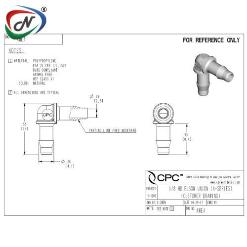 CPC Quick Connect & Disconnect Solutions AHE4 Elbow A-Barb Fitting NSSP004549