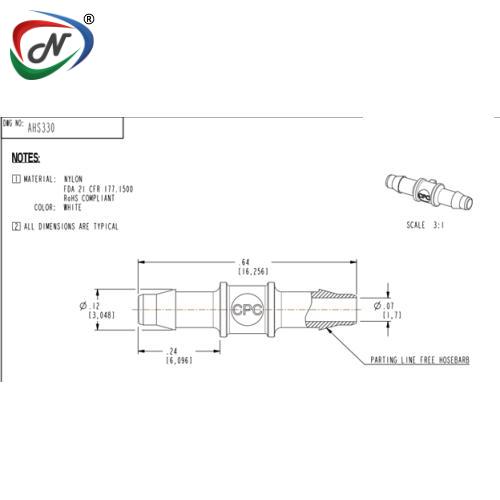 CPC Quick Connect & Disconnect Solutions AHS330 Straight A-Barb Fitting, 3/32 NSSP004551
