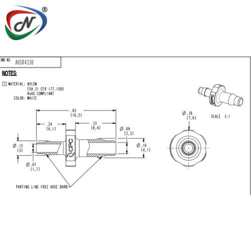 CPC Quick Connect & Disconnect Solutions AHSR4330 Straight A-Barb Reducer, 1/8 NSSP004552