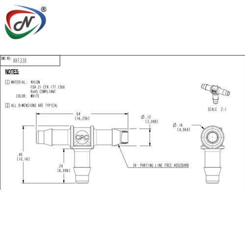 CPC Quick Connect & Disconnect Solutions AHT330 Tee A-Barb Fitting, 3/32 NSSP004032