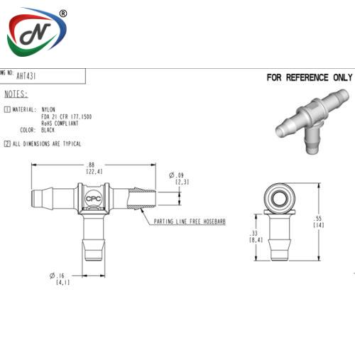 CPC Quick Connect & Disconnect Solutions AHT431 Tee A-Barb Fitting, 1/8 NSSP004556