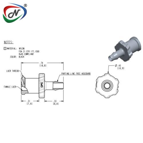 CPC Quick Connect & Disconnect Solutions ALF4131 Luer A-Barb Fitting, 1/8 NCPC438