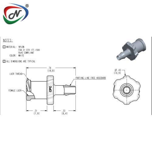 CPC Quick Connect & Disconnect Solutions ALF41 Luer A-Barb Fitting, 1/8 NSSP004031
