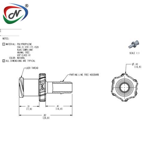 CPC Quick Connect & Disconnect Solutions ALF51 Luer A-Barb Fitting, 5/32 NSSP003225