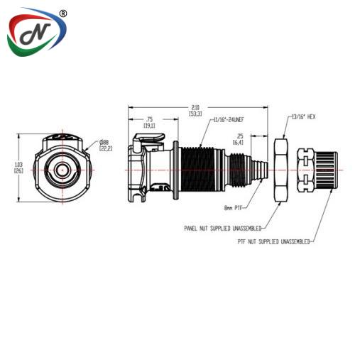 CPC Quick Connect & Disconnect Solutions APC120M8 8mm PTF Non-Valved Panel Mount Coupling Body NSSP004576