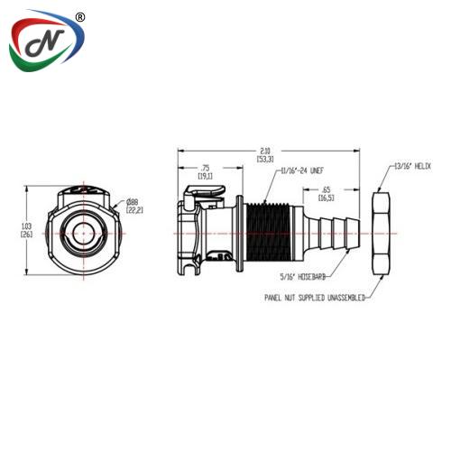 CPC Quick Connect & Disconnect Solutions APC16005 5/16 Hose Barb Non-Valved Panel Mount Coupling Body NSSP004581