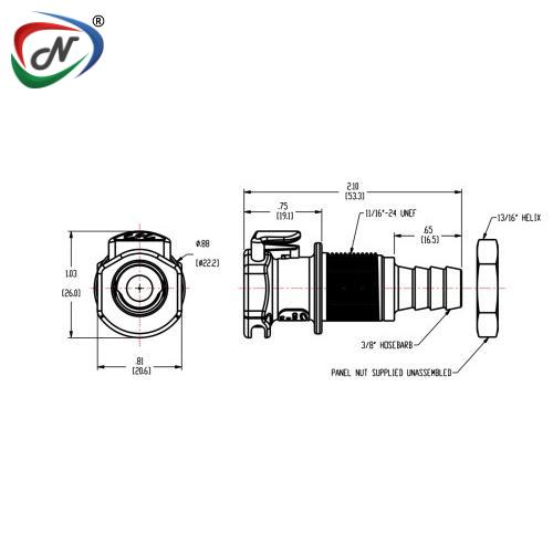 CPC Quick Connect & Disconnect Solutions APC16006 Non-Valved Panel Mount Body 3/8 NSSP007374