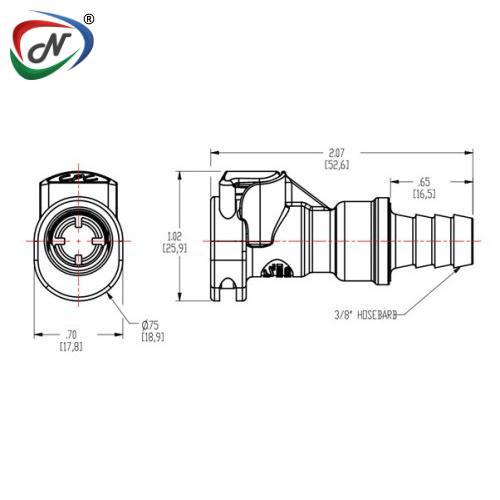 CPC Quick Connect & Disconnect Solutions APC17006SH 3/8 In-Line Hose Barb Coupling Body with Shroud NSSP004585