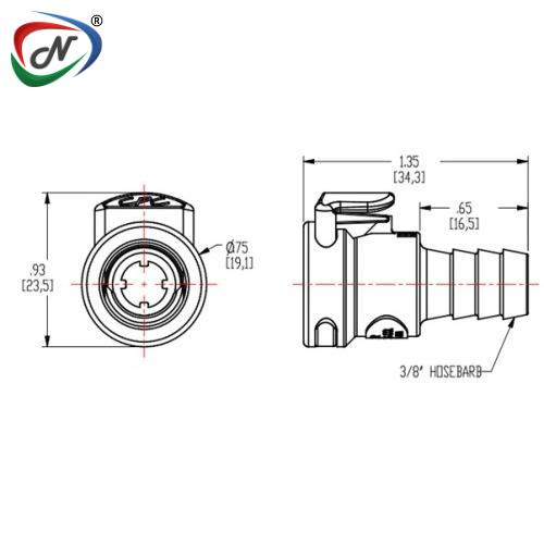 CPC Quick Connect & Disconnect Solutions APC17006 3/8 Hose Barb In-Line Non-Valved Coupling Body NSSP004590