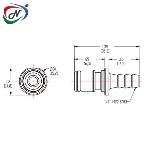 CPC Quick Connect & Disconnect Solutions APC22004 -1/4 Hose Barb Non-Valved In-Line Acetal (POM) Coupling Insert NSSP003535