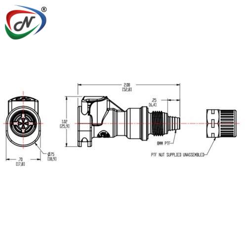 CPC Quick Connect & Disconnect Solutions APCD130M8SH 8mm PTF In-Line Coupling Body with Shroud NCPC247