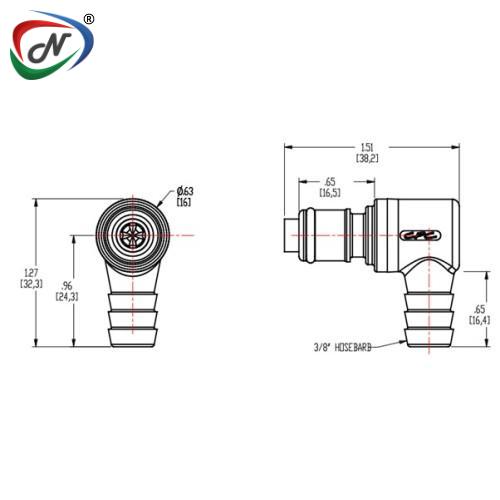 CPC Quick Connect & Disconnect Solutions APCD23006 3/8 Hose Barb Valved Elbow Coupling Insert NSSP003368