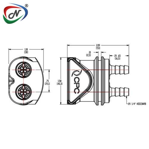 CPC Quick Connect & Disconnect Solutions DPCD17004 1/4 Hose Barb Valved In-Line Coupling Body NSSP004772