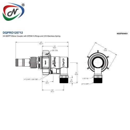 CPC Quick Connect & Disconnect Solutions DQPRO120712 3/4 BSPP Polypropylene Elbow Coupler NSSP004801