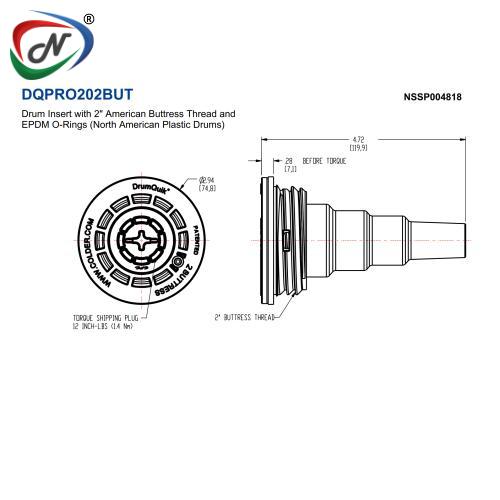 CPC Quick Connect & Disconnect Solutions DQPRO202BUT Drum Insert with 2 NSSP004818