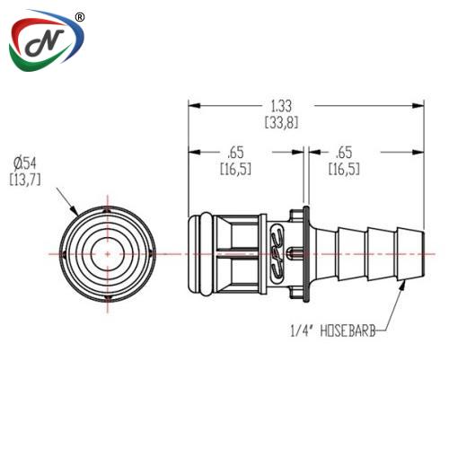 CPC Quick Connect & Disconnect Solutions EFC22412 1/4 Hose Barb Non-Valved In-Line Coupling Insert NCPC292