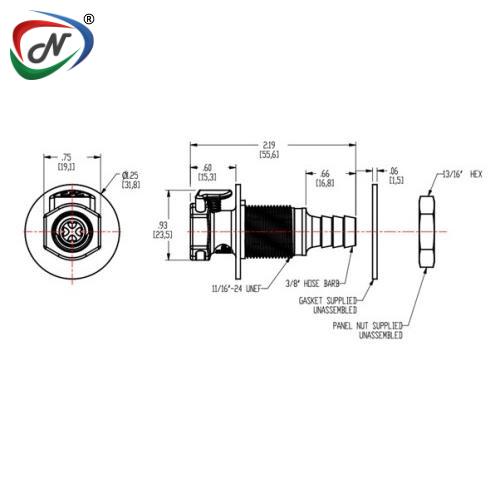 CPC Quick Connect & Disconnect Solutions EFCD16612 3/8 Hose Barb Valved Panel Mount Coupling Body NSSP005026
