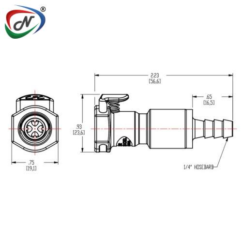 CPC Quick Connect & Disconnect Solutions EFCD17412 1/4 Hose Barb Valved In-Line Coupling Body ncpc290