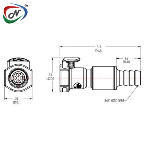 CPC Quick Connect & Disconnect Solutions EFCD17612 3/8 Hose Barb Valved In-Line Coupling Body NCPC291