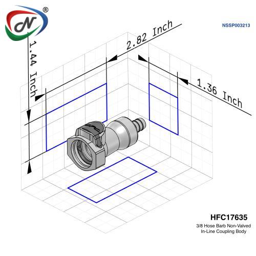 CPC Quick Connect & Disconnect Solutions HFC17635 3/8 Hose Barb Non-Valved In-Line Coupling Body NSSP003213