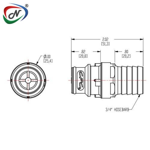 CPC Quick Connect & Disconnect Solutions HFC221212 3/4 Hose Barb Non-Valved In-Line Coupling Insert NSSP005271