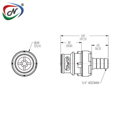 CPC Quick Connect & Disconnect Solutions HFC22612 3/8 Hose Barb Non-Valved In-Line Coupling Insert NCPC391