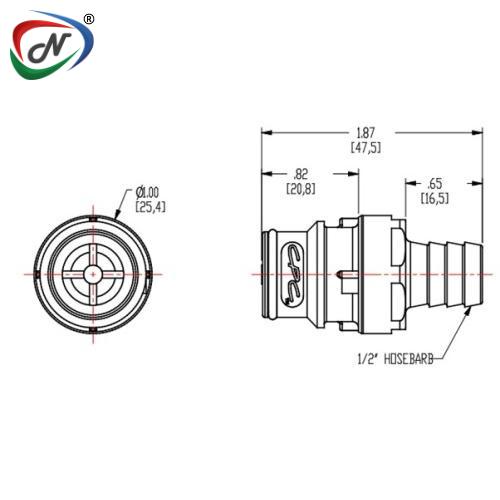 CPC Quick Connect & Disconnect Solutions HFC22812 1/2 Hose Barb Non-Valved In-Line Coupling Insert NSSP005279
