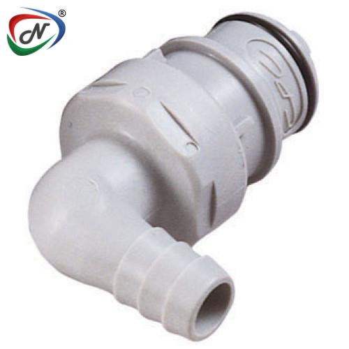 CPC Quick Connect & Disconnect Solutions HFC23612V 3/8 Hose Barb Non-Valved Elbow Polypropylene Insert FKM Seal NSSP005286