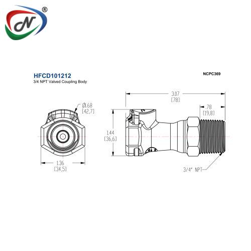 CPC Quick Connect & Disconnect Solutions HFCD101212 3/4 NPT Valved Coupling Body NCPC369