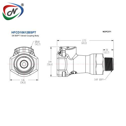 CPC Quick Connect & Disconnect Solutions HFCD10612BSPT 3/8 BSPT Valved Coupling Body NCPC371