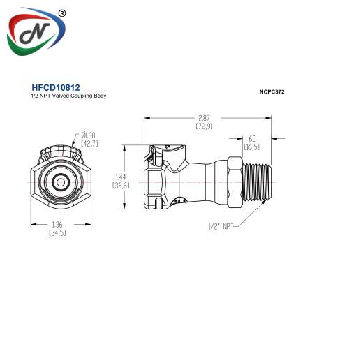 CPC Quick Connect & Disconnect Solutions HFCD10812 1/2 NPT Valved Coupling Body NCPC372