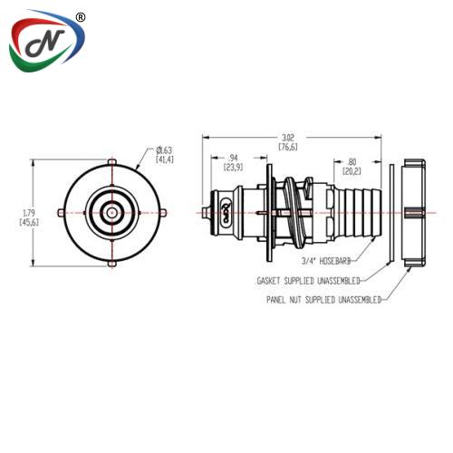 CPC Quick Connect & Disconnect Solutions HFCD421212 3/4 Hose Barb Valved Panel Mount Insert NSSP005495