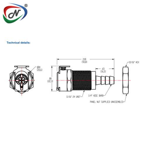 CPC Quick Connect & Disconnect Solutions LCD16004 1/4 Hose Barb Valved Panel Mount Coupling Body NSSP003208