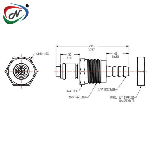 CPC Quick Connect & Disconnect Solutions LCD42004 1/4 Hose Barb Valved Panel Mount Chrome-plated Brass Coupling Insert NSSP005934