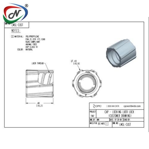 CPC Quick Connect & Disconnect Solutions LMSL  Ring, Stationary luer lock, Natural Polypropylene NSSP005751