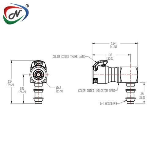 CPC Quick Connect & Disconnect Solutions LQ2D3304LBLU 1/4 Hose Barb Valved Elbow Body - Blue NSSP006105