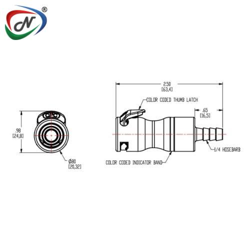 CPC Quick Connect & Disconnect Solutions LQ4D17004BLU 1/4 HB Valved In-Line Body - Blue NSSP006148