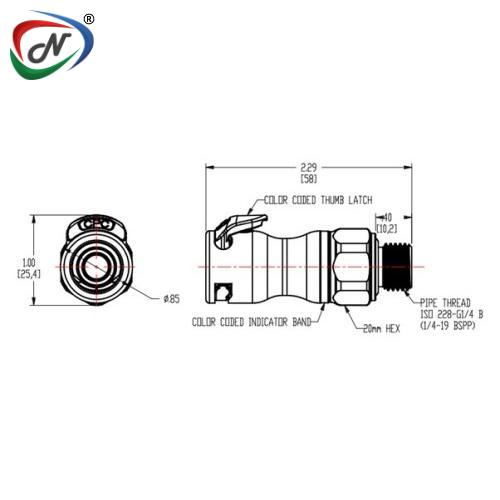 CPC Quick Connect & Disconnect Solutions LQ4D31004BLU G1/4 Valved Body - Blue NSSP006353