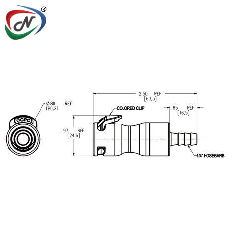 CPC Quick Connect & Disconnect Solutions LQ4SD17004RED Everis 1/4" Hose Barb Valved In-Line Liquid Cooling Coupling Body, Warm Red NSSP006421