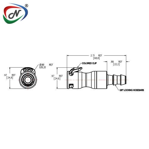 CPC Quick Connect & Disconnect Solutions LQ4SD17006L Everis 3/8" Locking Hose Barb Valved In-Line Liquid Cooling Coupling Body NSSP006425