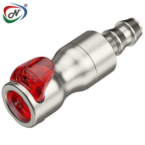 CPC Quick Connect & Disconnect Solutions LQ4SD17006LRED Everis 3/8" Locking Hose Barb Valved In-Line Liquid Cooling Coupling Body, Warm NSSP006427