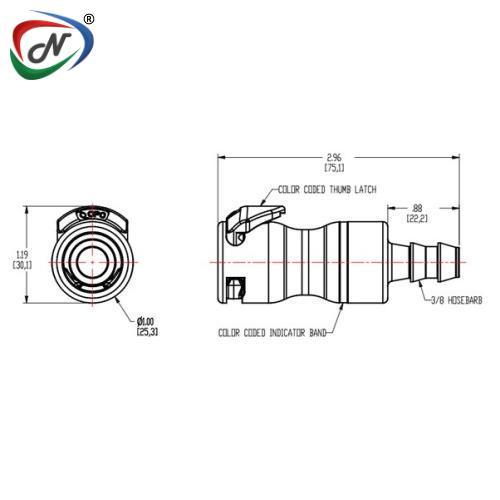 CPC Quick Connect & Disconnect Solutions LQ6D17006LBLU 3/8 Locking HB Valved In-Line Body - Blue NSSP006433