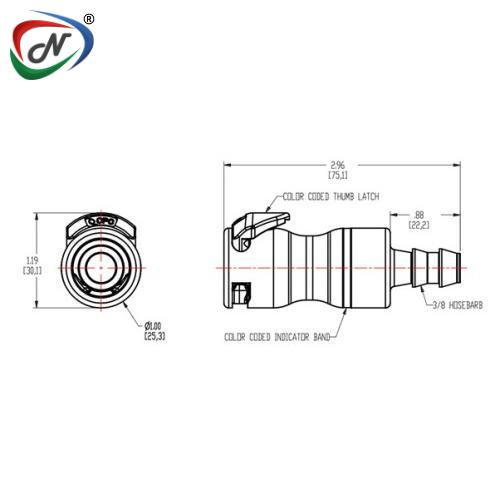 CPC Quick Connect & Disconnect Solutions LQ6D17006LRED 3/8 Locking HB Valved In Line Body - Red NSSP006434